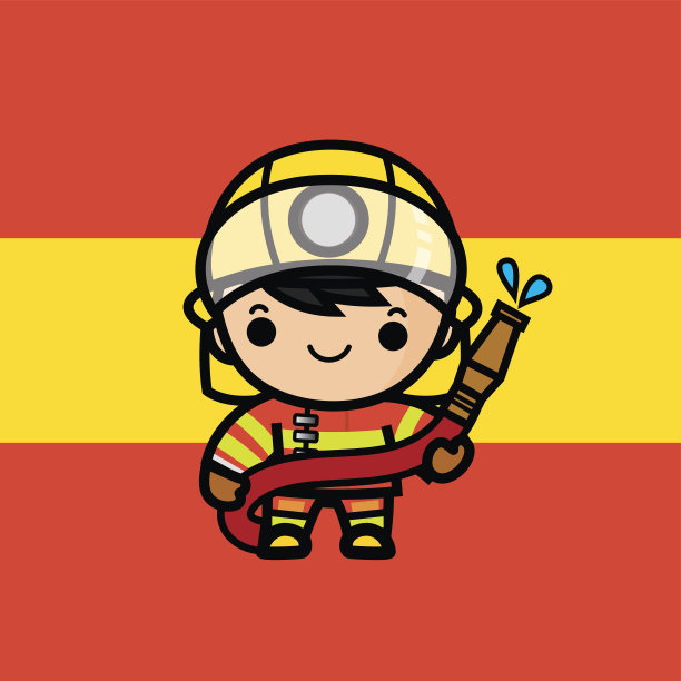 可爱的消防队员。素材图片