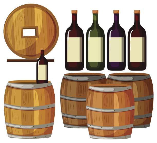 酒瓶和木桶图片下载