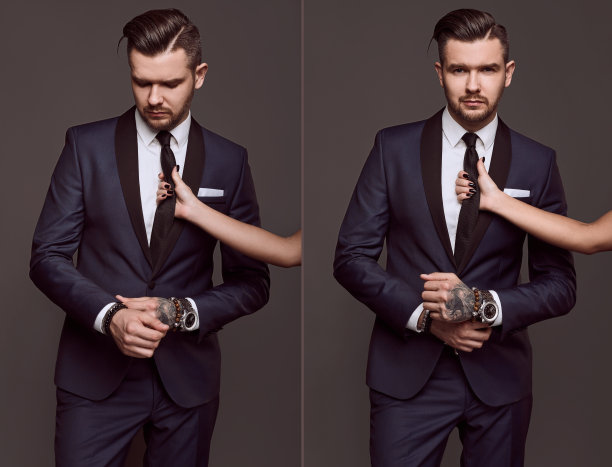 一幅穿着西装的优雅野蛮男人的画像图片下载