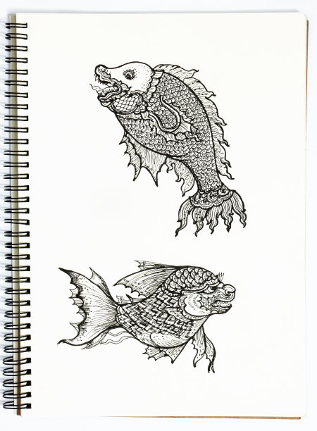 画鱼，泰国传统艺术图片下载