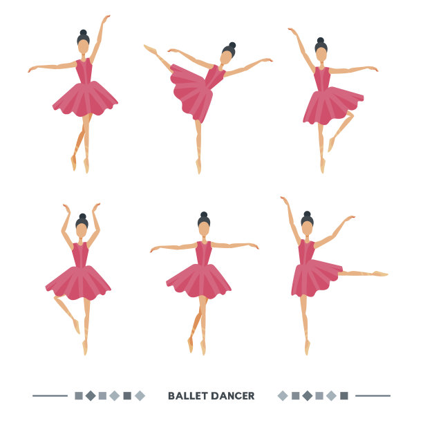 一组芭蕾舞者的姿势。图片下载