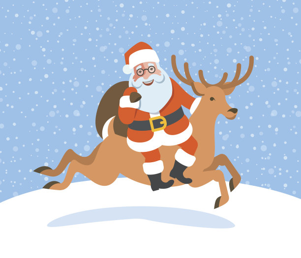 圣诞老人带着礼物骑着圣诞鹿图片下载