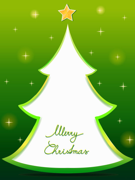 绿色圣诞树贺卡图片下载