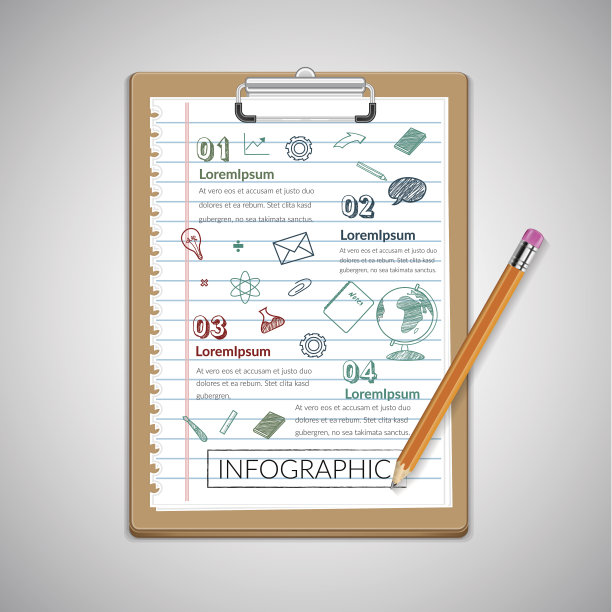 创意报告在笔记本信息与铅笔。图片下载