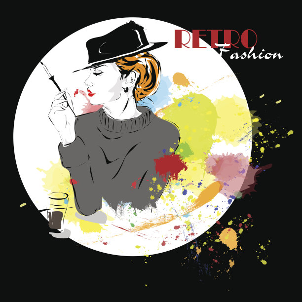 素描风格的时尚女孩图片下载