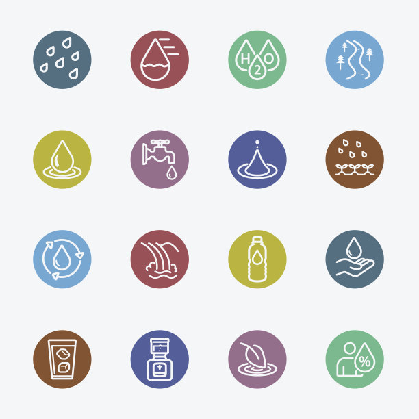 水为生命颜色圈设置2线图标图片下载