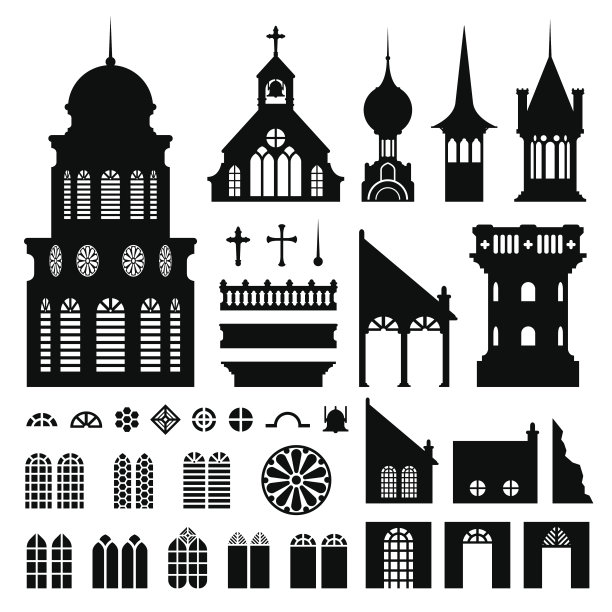 城堡复古向量分离图片下载