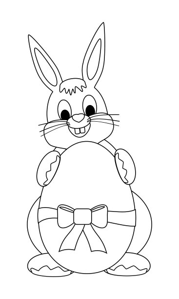 复活节兔子隔离彩色页图片下载