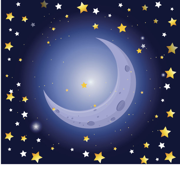 有月亮和星星的夜景图片下载