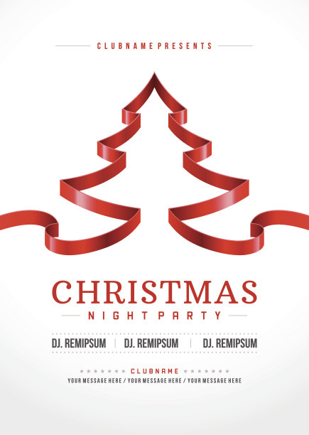 圣诞派对邀请复古的排版和装饰装饰图片下载