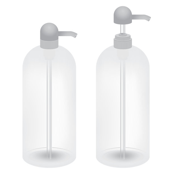 塑料瓶与分配器隔离在白色背景。图片下载