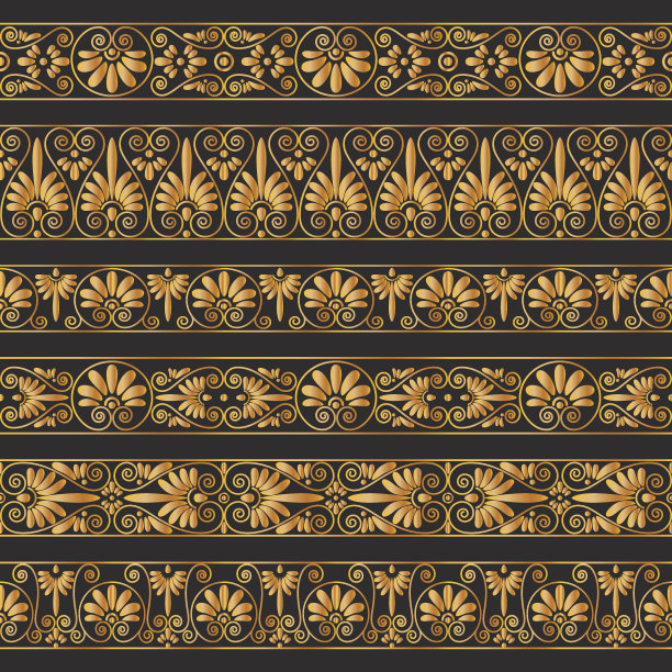 深棕色背景上的金色古色古香的边框。图片下载