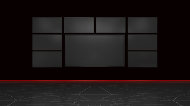 虚拟工作室与插入屏幕，3D渲染图片下载