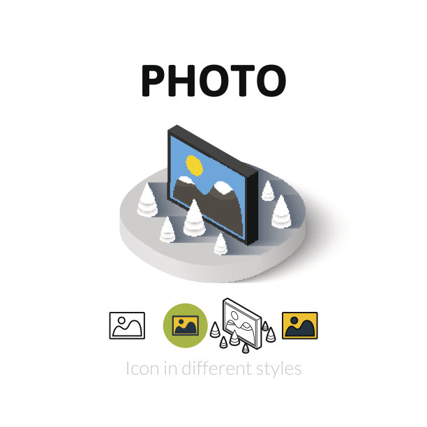 照片图标在不同的风格图片下载