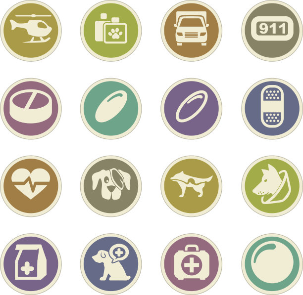兽医诊所图标套装图片下载