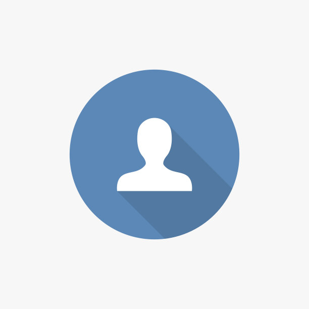 轮廓平面蓝色简单图标与长阴影素材图片