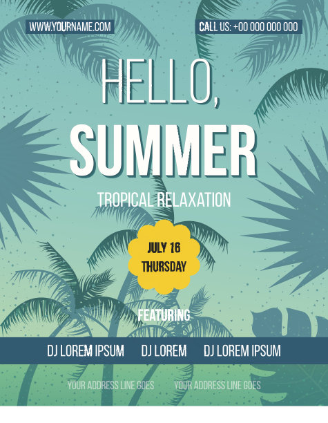 你好夏日海滩派对传单。图片下载