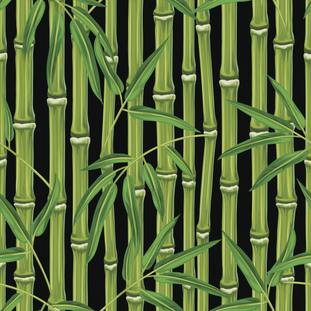 竹叶植物无缝图案。背景不图片下载