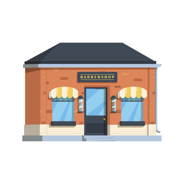 理发店平面风格图标孤立在白色图片下载