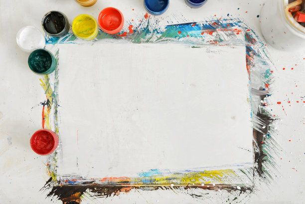 艺术家的工作场所与纸张和罐子不同图片下载