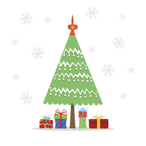 带礼物的圣诞树图片下载