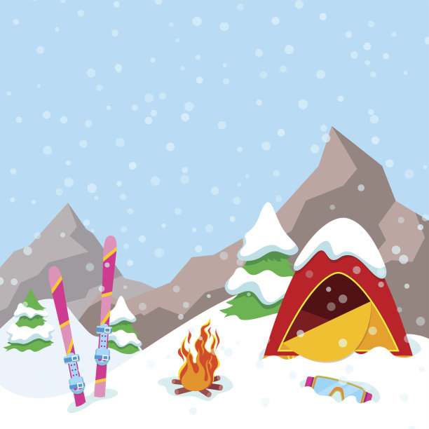 冬令营山地景观与帐篷图片下载