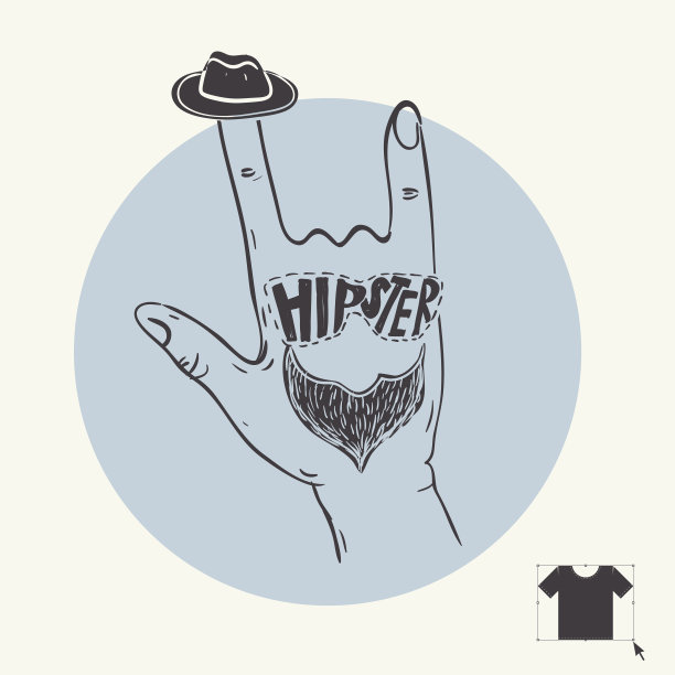 复古手和时髦的胡子图片下载