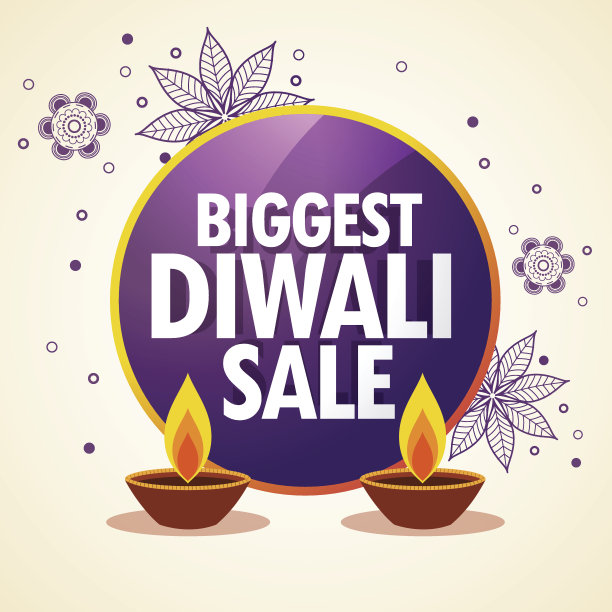 排灯节促销横幅与鲜花装饰图片下载