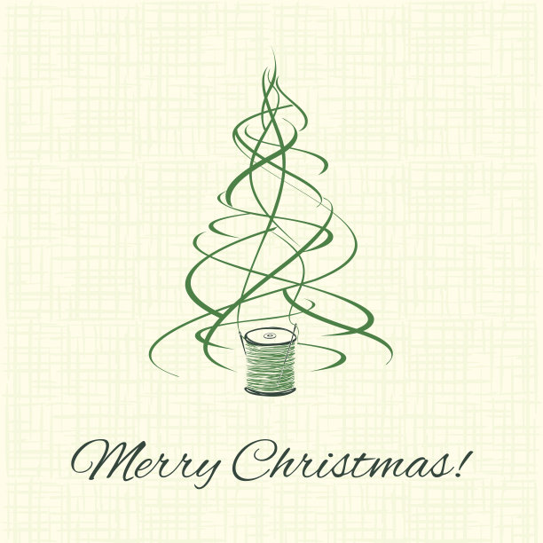 圣诞树，绿线圣诞装饰图片下载