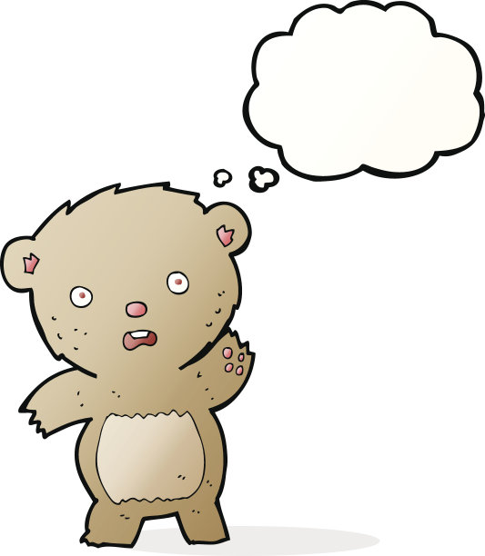 卡通不开心的泰迪熊与思想泡泡图片下载