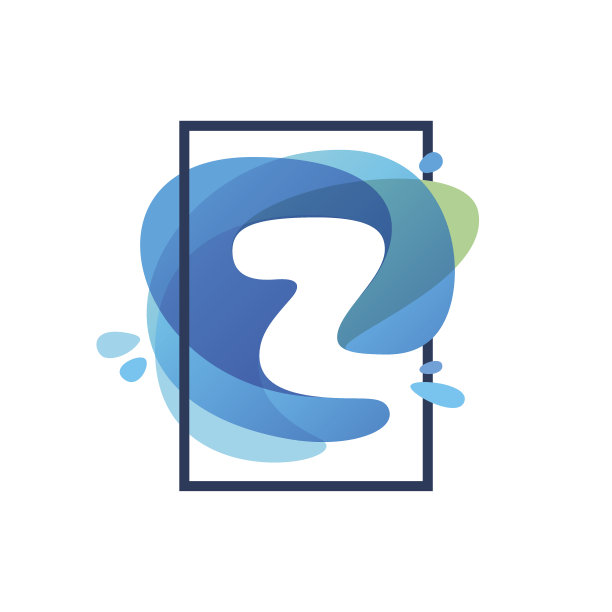Z字母图标在方形框架在蓝色水彩飞溅图片下载