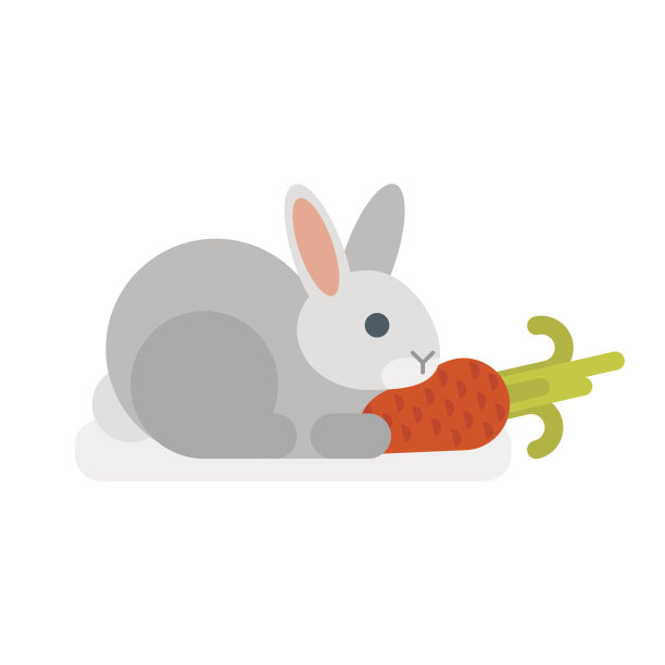 矢量平面风格的兔子插图图片下载