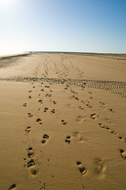 沙滩上的脚印图片下载