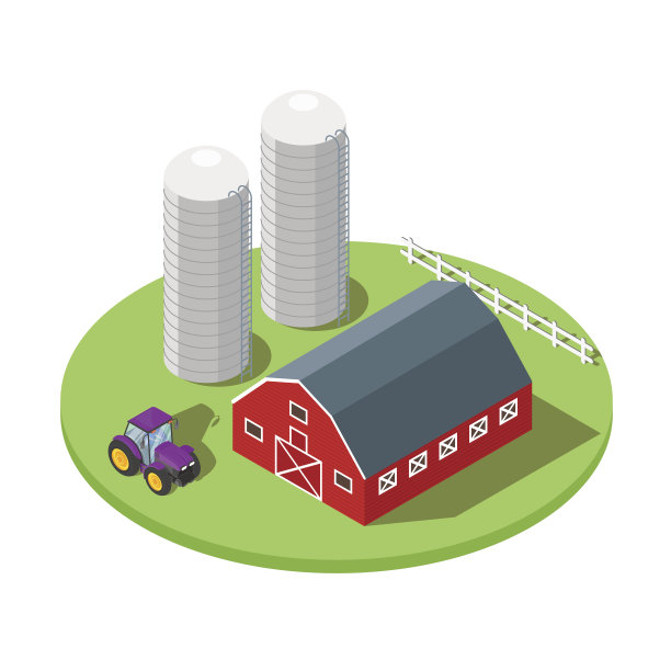 农场的等距三维矢量图。图片下载