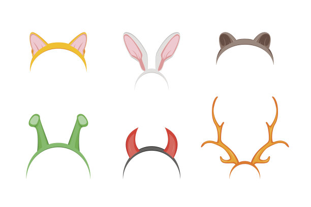 头带与耳朵假日套装。向量图片下载