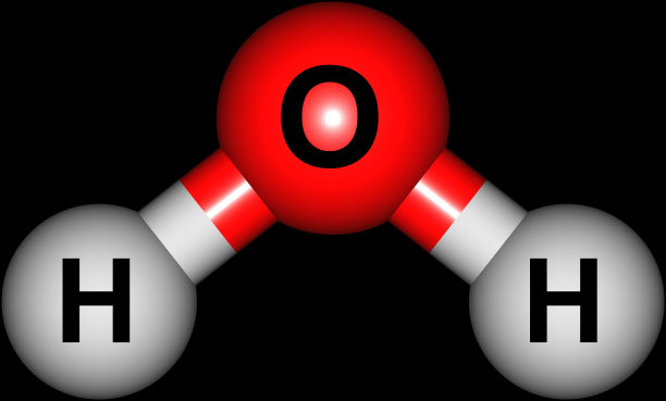 水分子结构孤立在黑色上图片下载