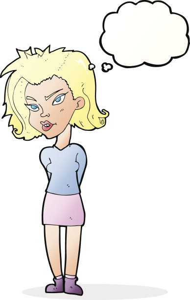 卡通女人与思想泡泡图片下载