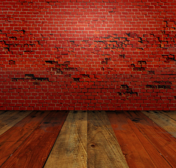 红砖砌块墙和透视暗视图地板图片下载