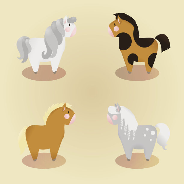 四只可爱的小马驹图片下载