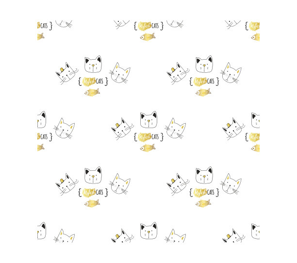 可爱的涂鸦矢量猫无缝图案。图片下载