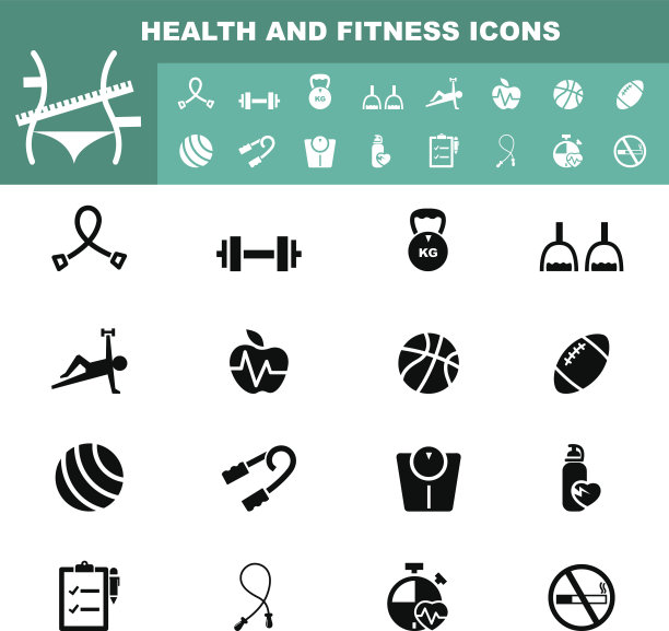 健康和健身图标矢量图片下载