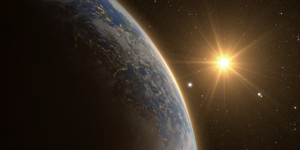 橙色地球上的日出图片下载