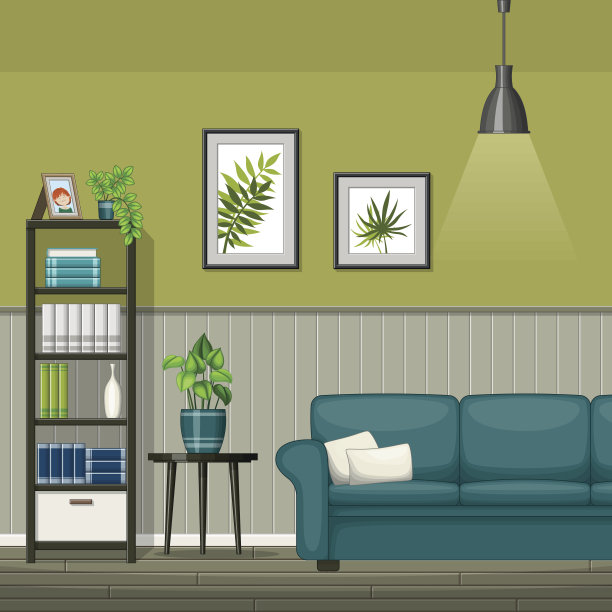 现代客厅的室内设备插图图片下载