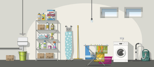 一个地下室的室内设备，全景图图片下载