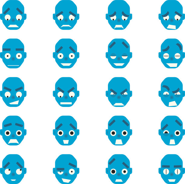 卡通风格的情感机器人头。图片下载