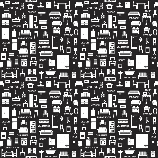 矢量无缝模式背景与家居家具图标3图片下载