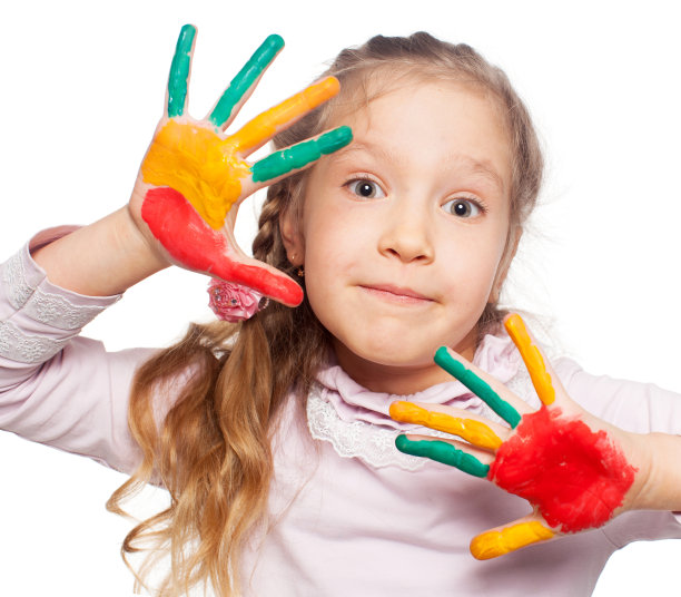 手掌彩绘的女孩图片下载