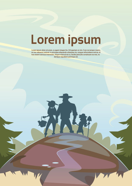 剪影农民家庭农田乡村景观图片下载