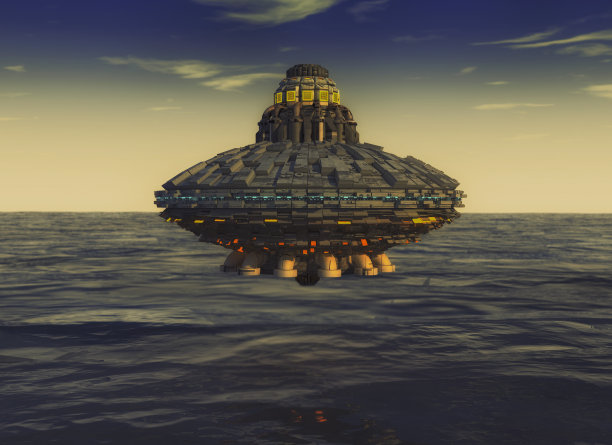 3 d渲染。宇宙飞船飞碟的概念图片下载