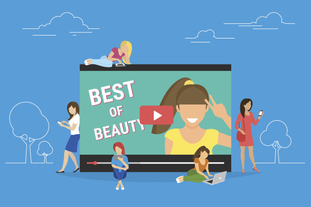 趋势博客视频流孤立在蓝色背景图片下载